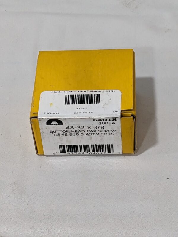 HOLO-KROME Button Socket Cap Screw: #8-32, 3/8" LUH Box of 100
