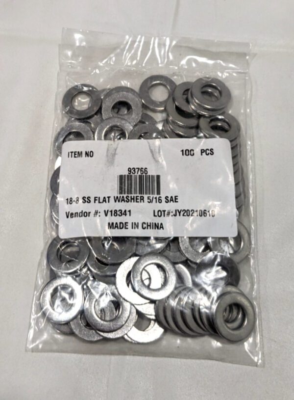 Stainless Steel 18-8 Standard Flat Washer 5/16" Screw *Pack of 100pcs* 93766