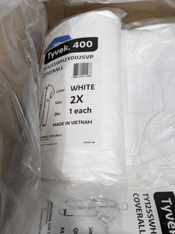 DUPONT Disposable Coveralls: Particle Protection Sz 2XL Qty 25 TY125SWH2X0025VP