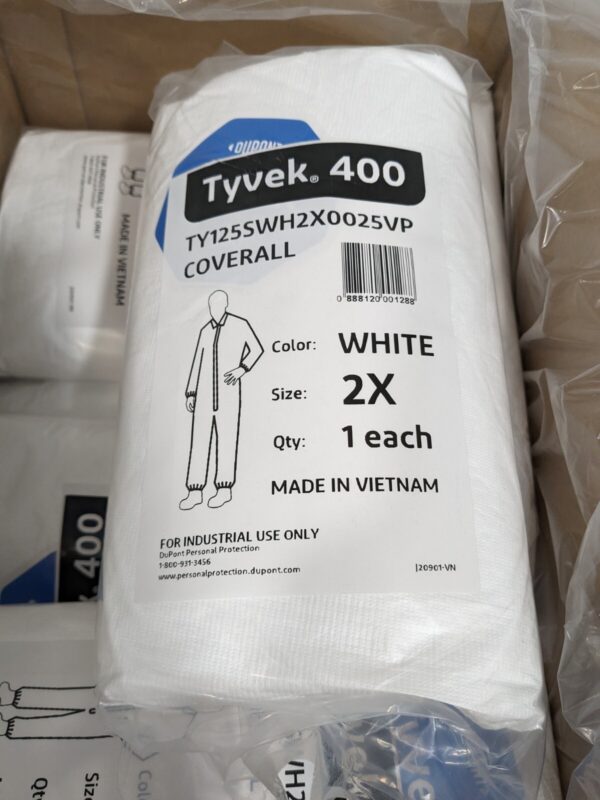 DUPONT Disposable Coveralls: Particle Protection Sz 2XL Qty 25 TY125SWH2X0025VP