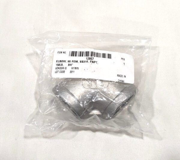 Pipe 90° Elbow 3/4" FNPT 316 Stainless Steel 12867