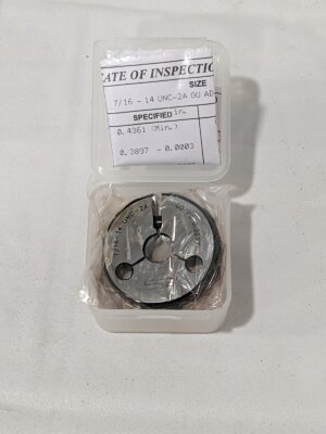 SPI Threaded Ring Gage: 7/16-14 Thread, Class 2A, GO 23-169-6
