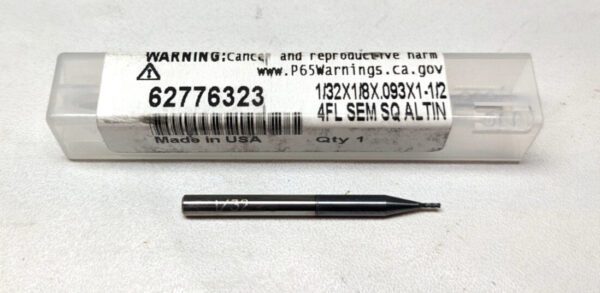 ACCUPRO Carbide Square End Mill 1/32" Dia 4 FL 62776323