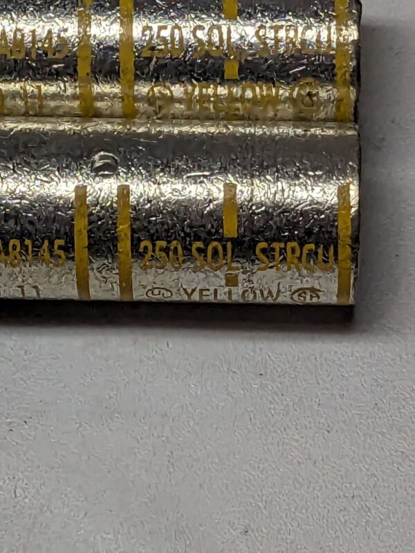 ILSCO Butt Splice Terminal Yellow Die NO 11, 250 SOL Qty 2 A8145