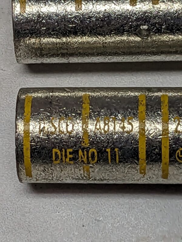 ILSCO Butt Splice Terminal Yellow Die NO 11, 250 SOL Qty 2 A8145