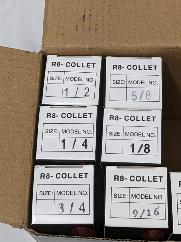 R8 Collet Set: 7 Pc, 1/8 to 3/4" Capacity