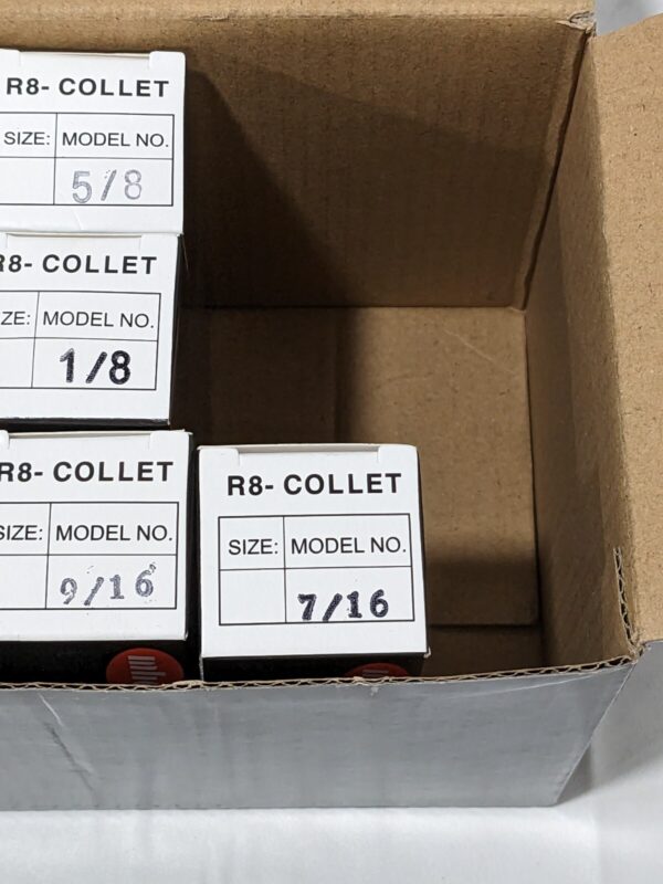 R8 Collet Set: 7 Pc, 1/8 to 3/4" Capacity