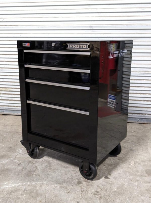 PROTO Steel Tool Roller Cabinet 27-1/8" Wide 4 Drawer JSTV2739RS04BK