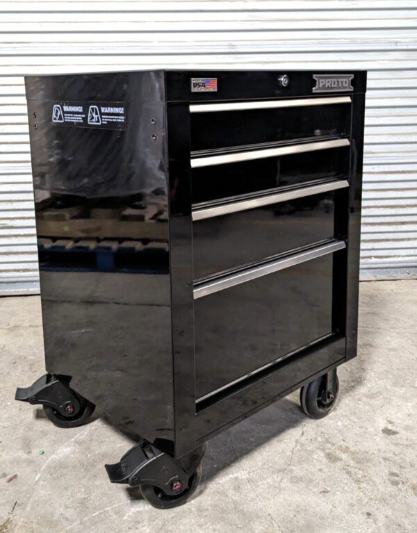 PROTO Steel Tool Roller Cabinet 27-1/8" Wide 4 Drawer JSTV2739RS04BK