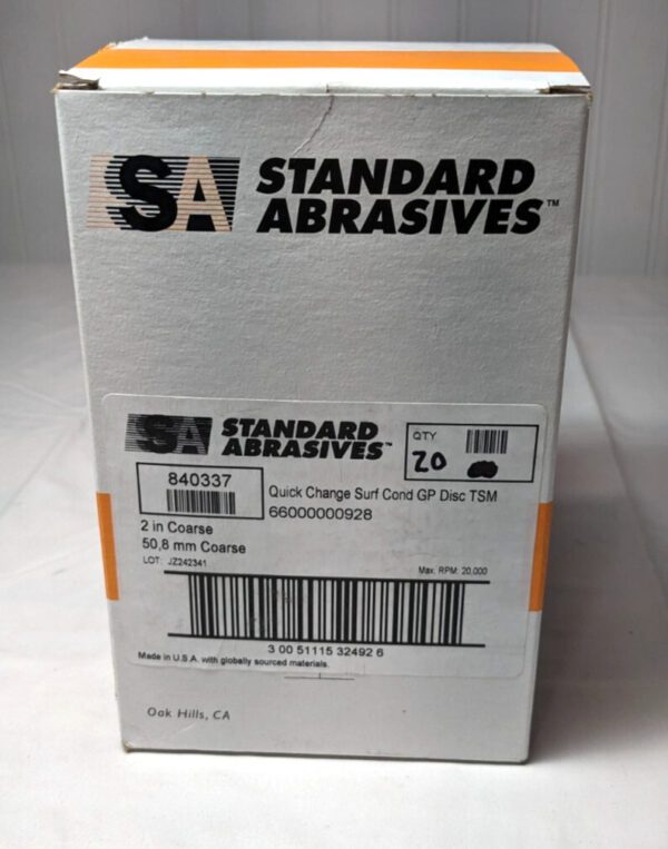 STANDARD ABRASIVES Quick-Change Disc GP TSM 2" Dia Coarse *BOX OF 20* 840337