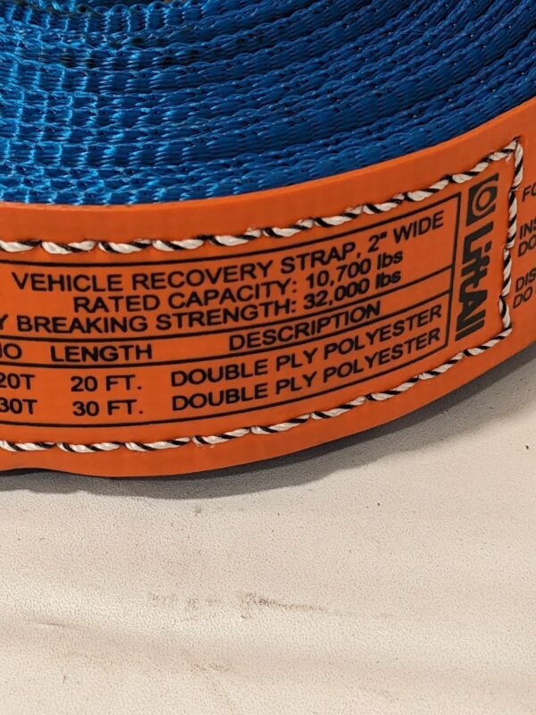 LIFT-ALL Tow Strap: 20' Long, 2" Wide Polyester TS2-80220T