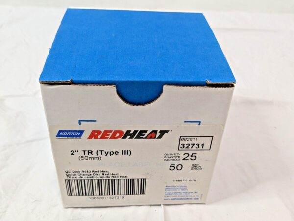 NORTON Red Heat R983 Quick-Change Discs 2" TR Type III 50G QTY 25 66261132731