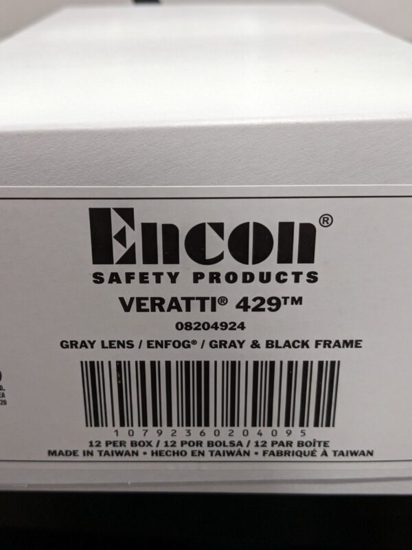 Encon Veratti 429 Black-Gray Frame, Gray Lens Safety Glasses Qty 12 08204924