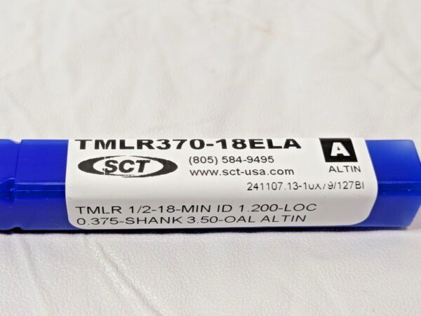 SCT Carbide Helical Flute Thread Mill 1/2"-18 X 3.50"OAL 3FL AlTiN TMLR370-18ELA