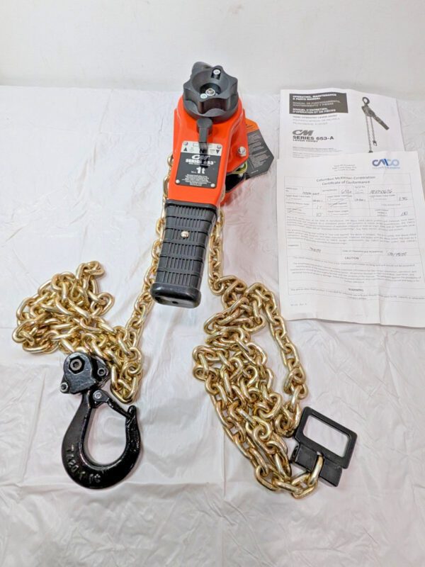 CM 1 Ton Lever Chain Hoist Series 653A 10 Ft Lift 5328-X10A