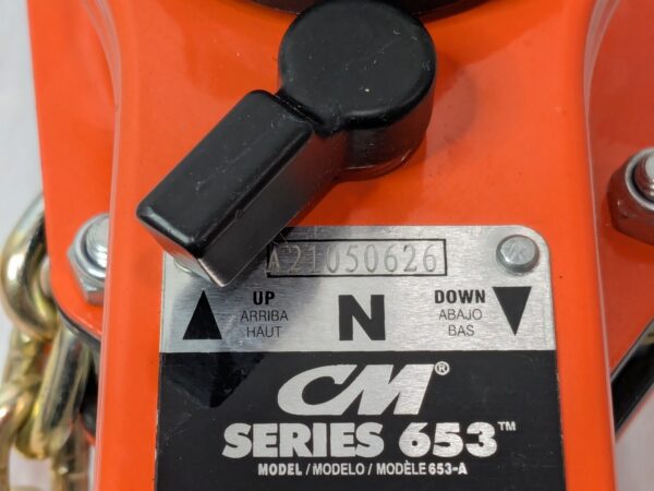 CM 1 Ton Lever Chain Hoist Series 653A 10 Ft Lift 5328-X10A