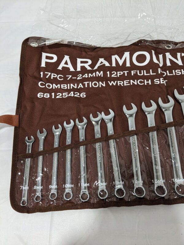 PARAMOUNT Combination Wrench Set: 17 Pc, 7 mm - 24 mm Wrench, Metric 022-17MSET