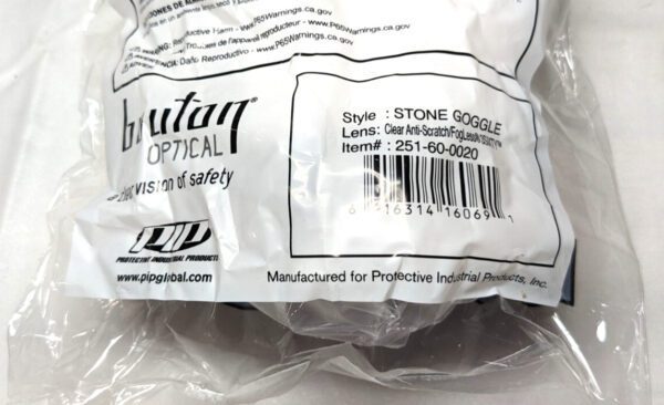 BOUTON OPTICAL Safety Goggles Anti-Fog & Scratch-Resistant Clear 251-60-0020