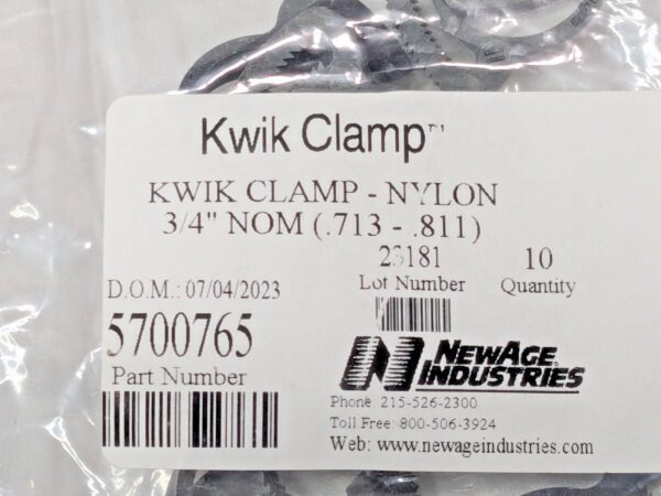 PACK OF 10 NewAge Kwik Clamp Nylon Double Bond Hose Clamps 3/4"NOM 5700765