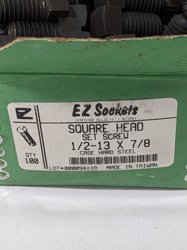 EZ Sockets Set Screw: 1/2-13, 7/8" Length Under Head Box of 100 409095PR