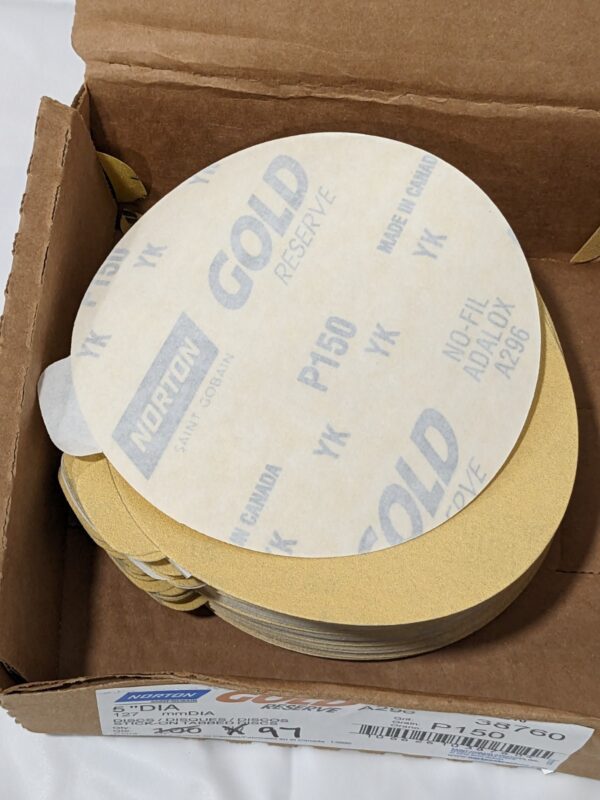 NORTON 5" Dia PSA Disc: 150 Grit, Aluminum Oxide Qty 97 66261038760