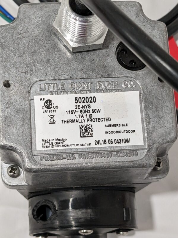Little Giant Submersible Pump 1.7 Amp Rating Alum. Housing 502020 PARTS/REPAIR