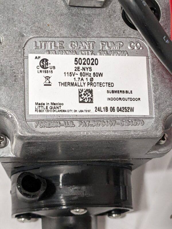 Little Giant Submersible Pump 1.7 Amp Rating Alum. Housing 502020 PARTS/REPAIR