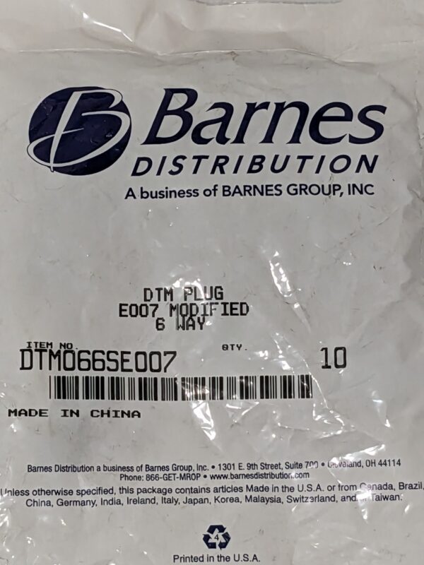 Barnes DTM Plug - 6 Way Socket - E007 Modified Qty 10 DTM066SE007