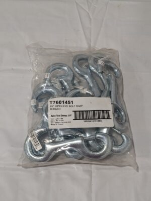 Apex Tool Group 1/2" Open Eye Bolt Sanp Qty 10 T7601451