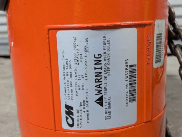 CM Valustar Electric Chain Hoist 1/2 Ton Cap 15 Ft. Lift 2403B Parts / Repair