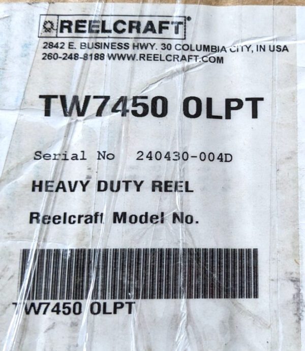 REELCRAFT Hose Reel for Oxy-Acetylene 1/4" x 50' Hose 200PSI TW7450 OLPT