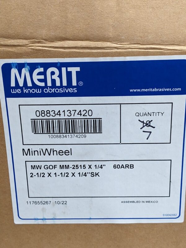 MERIT ABRASIVE Mounted Flap Wheel 2-1/2" Dia 1-1/2" Face Width Qty 7 08834137420