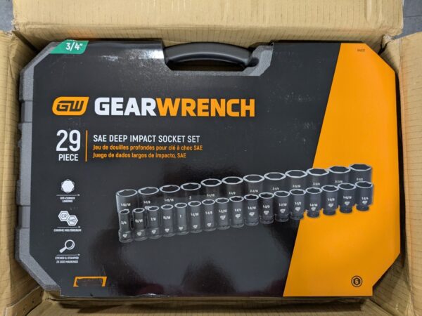 GearWrench 29 Piece 3/4" Drive 6 Point Deep SAE Impact Socket Set 84037