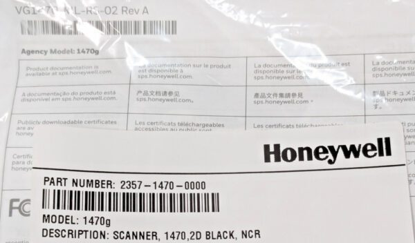 Honeywell NCR Handheld Barcode Scanner 1470g2D W/O USB Cable 2357-1470-0000
