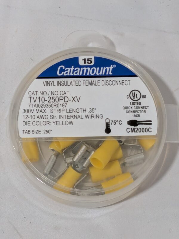 Thomas & Betts Vinyl Insulated Femal Disconnect Qty 15 TV10-250PD-XV
