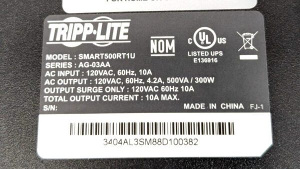 TRIPP-LITE 5.6 Amp 500V Rack Mount Uninterruptible Power Supply SMART500RT1U