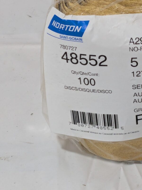 NORTON PSA Disc: 5″ Disc Dia, 60 Grit, Aluminum Oxide 78072748552