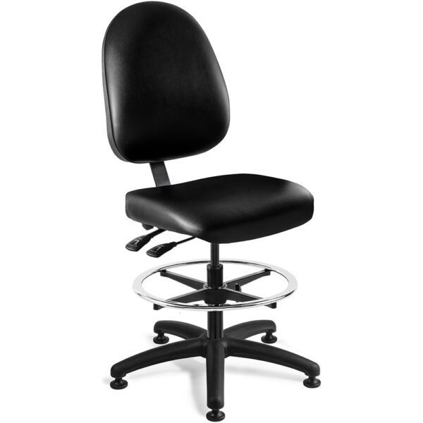 BEVCO Task Chair - 24 to 34" Adjustable Seat Height - Black Vinyl 6501-V-BLK