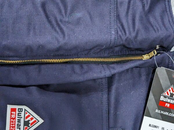 BULWARK Bib Overalls: Sz 3X-Large, Cotton, Zipper Closure, 5 Pocket BLC8NV
