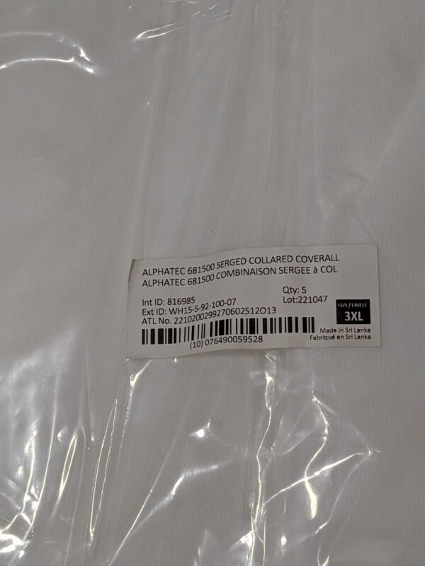 Ansell Disposable Coveralls Water Protection, Sz 3X-Large Qty 5 WH15-S-92-100-07