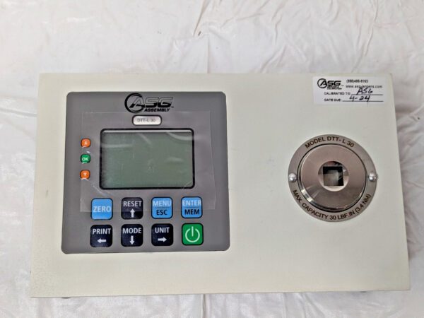ASG Digital Torque Tester 30 Lbf-In (3.4 N.m) Max Cap w/Cert DTT-L-30 66652