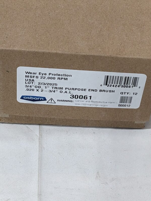 OSBORN End Brushes: 3/4" Dia, Steel, Crimped Wire Qty 12 30061