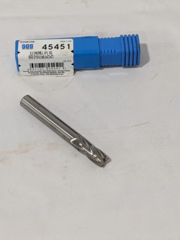 SGS Square End Mill: 9.5 mm Dia, 22 mm LOC, 4 FL 45451