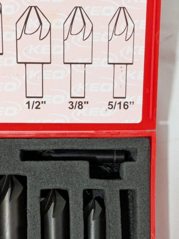 KEO Countersink Set: 6 Pc, 1/4 to 1" Head Dia, 6 Flute 919-000-040 INCOMPLETE