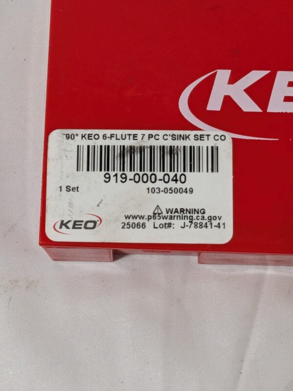 KEO Countersink Set: 6 Pc, 1/4 to 1" Head Dia, 6 Flute 919-000-040 INCOMPLETE