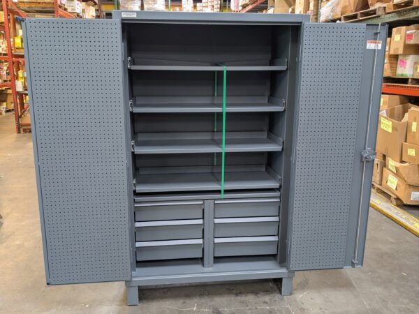Durham Heavy Duty Storage Cabinet w/ Pegboard Door 4-Shelf 6-Drawer 78 x 48 x 24