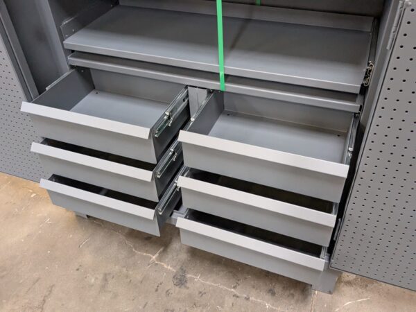 Durham Heavy Duty Storage Cabinet w/ Pegboard Door 4-Shelf 6-Drawer 78 x 48 x 24