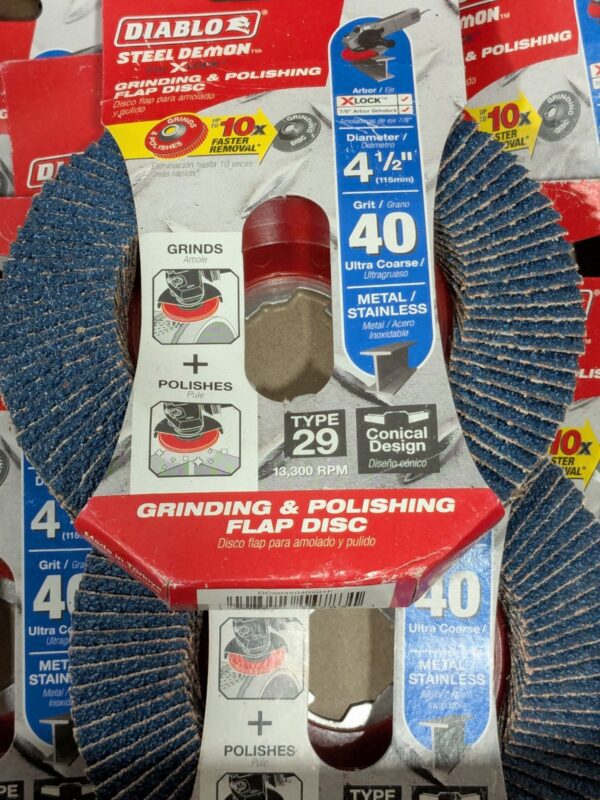 DIABLO Flap Disc: 4-1/2" Dia, 7/8 X-Lock" Hole, 40 G Qty 7 DCX045040X01F