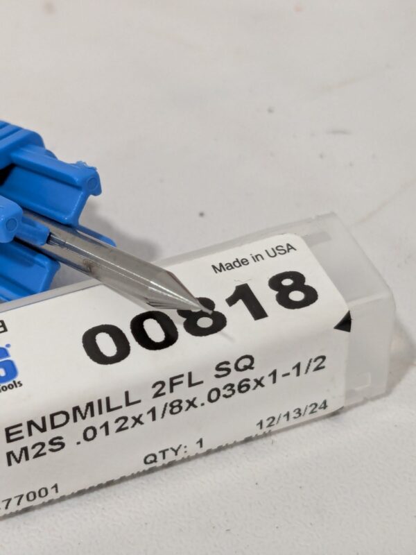 SGS Square End Mill: 0.0120" Dia, 0.0360" LOC, 2 FL 00818