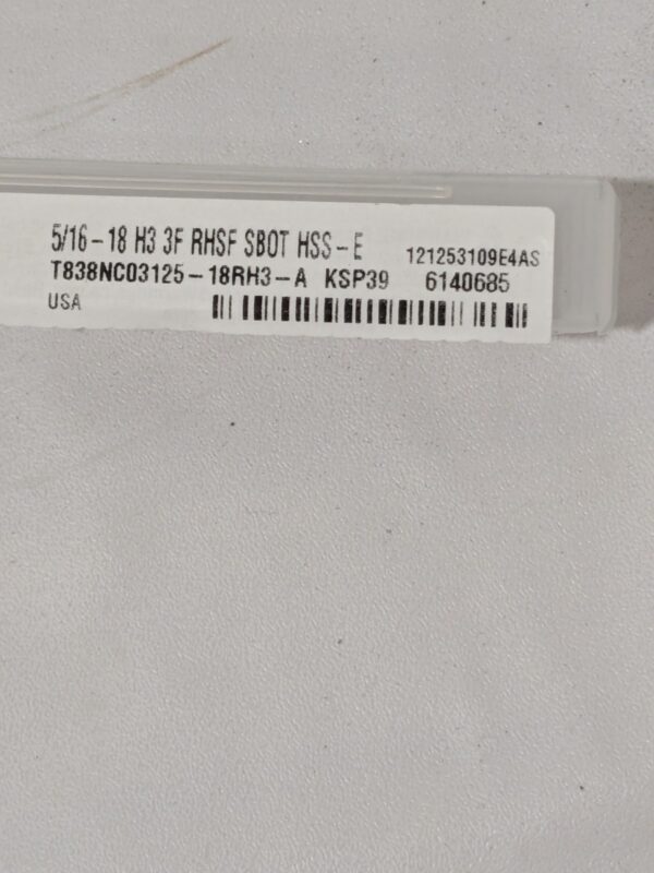 KENNAMETAL Spiral Flute Tap: 5/16-18, 3 FL 6140685